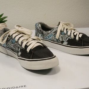 Disney Black Canvas Sneakers with Blue Floral Accents